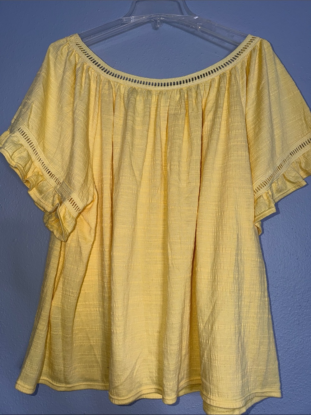 Max Studio Light Yellow Ruffled Peasant Blouse - Picture 4 of 4